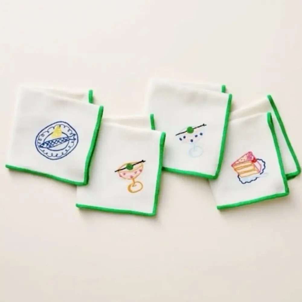 NWT - 4ct Embroidered Icon Cloth Napkin Cream - Kate Spade New York x Target